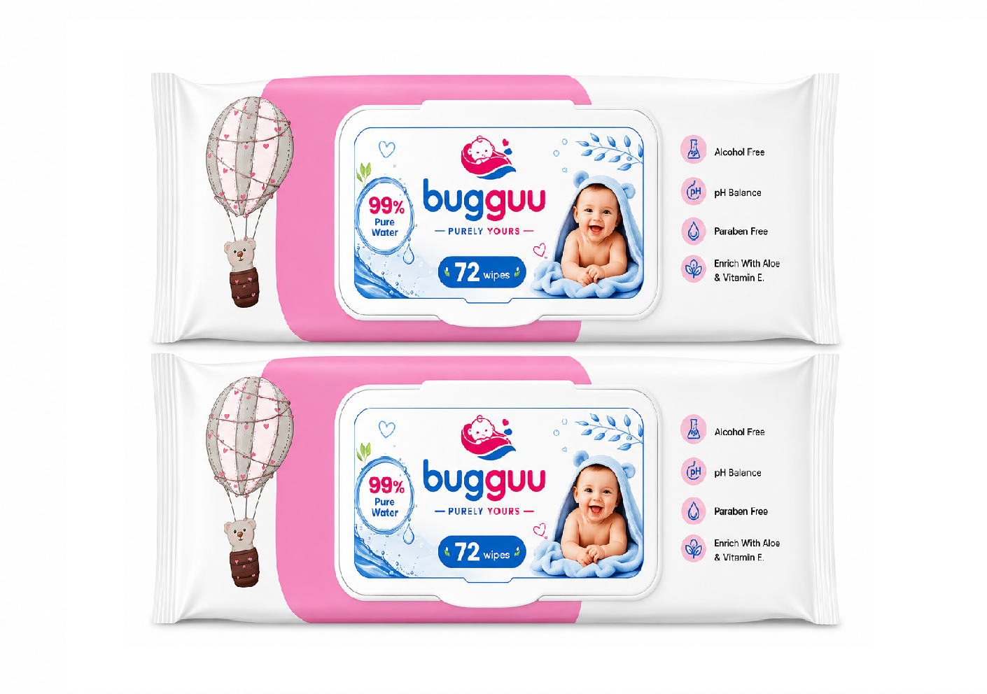 BUGGUU Premium Baby Wet Wipes with 99% Pure Water
