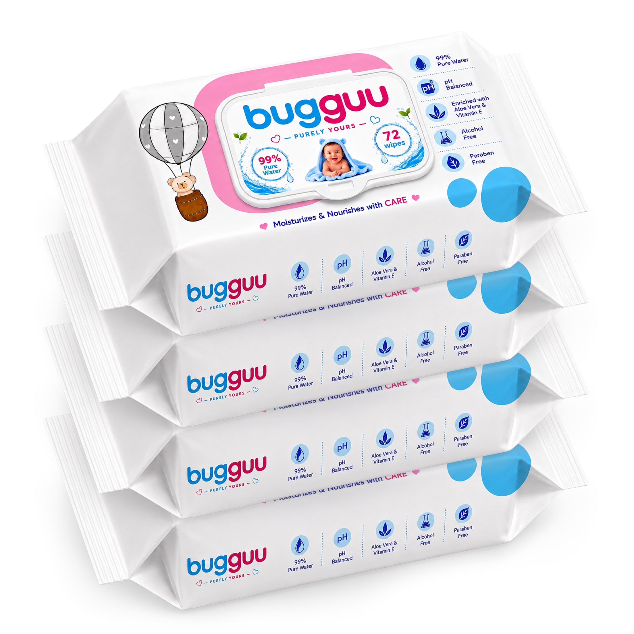 Bugguu Premium Baby Wet Wipes Family Pack